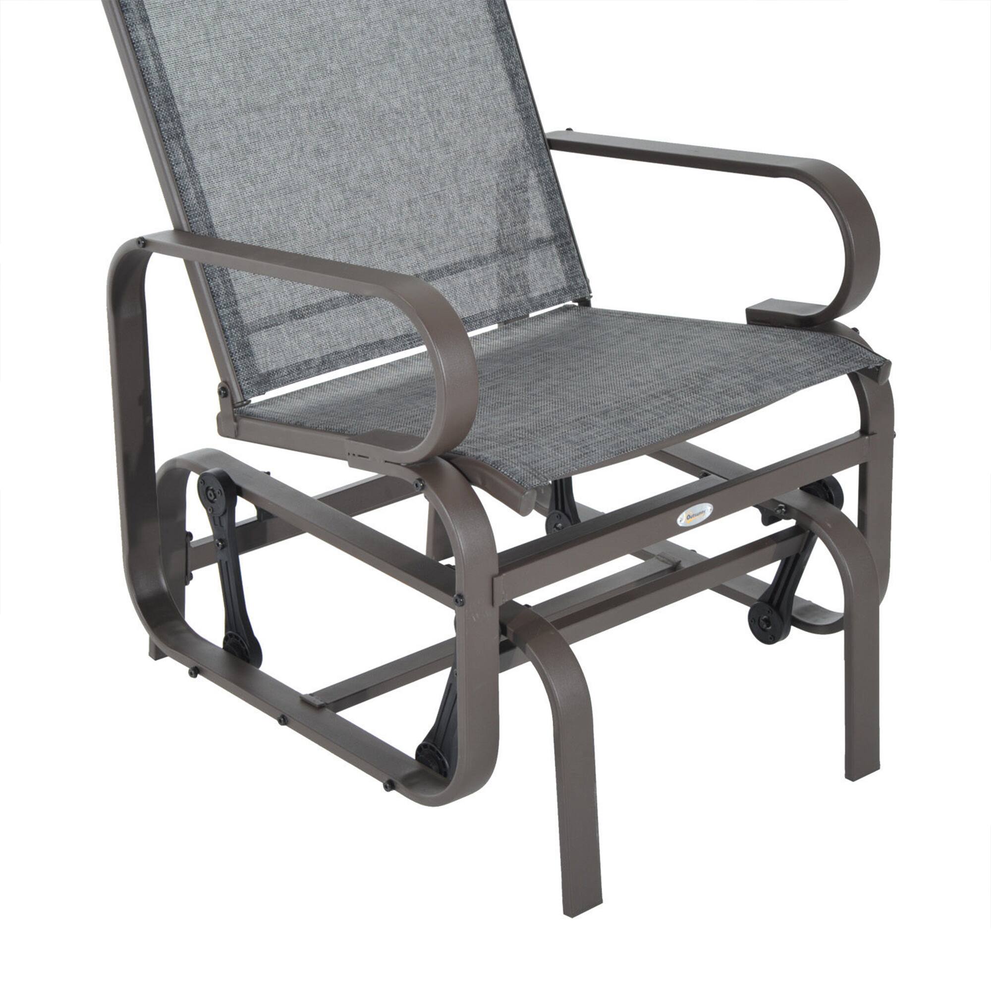 Alt View 7. Outsunny - Outdoor Glider Chair, Gliders for Outside Patio with Smooth Rocking Mechanism and Lightweight Construction - Brown/Gray.