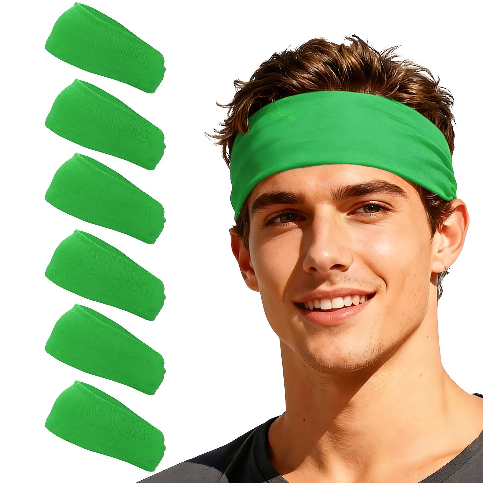 Unique Bargains - Sport Headbands for Men & Women, Stretchy Sweatband Absorbent Headbands, 6pcs - For Yoga/Sports/Running/Fitness/Cycling - Green price history on PriceWatchPro