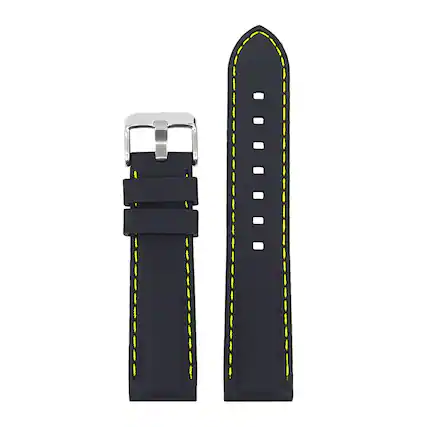 Front. StrapsCo - Active Stitch Band For Apple Watch - 44mm/45mm/46mm/49mm - Black & Yellow.