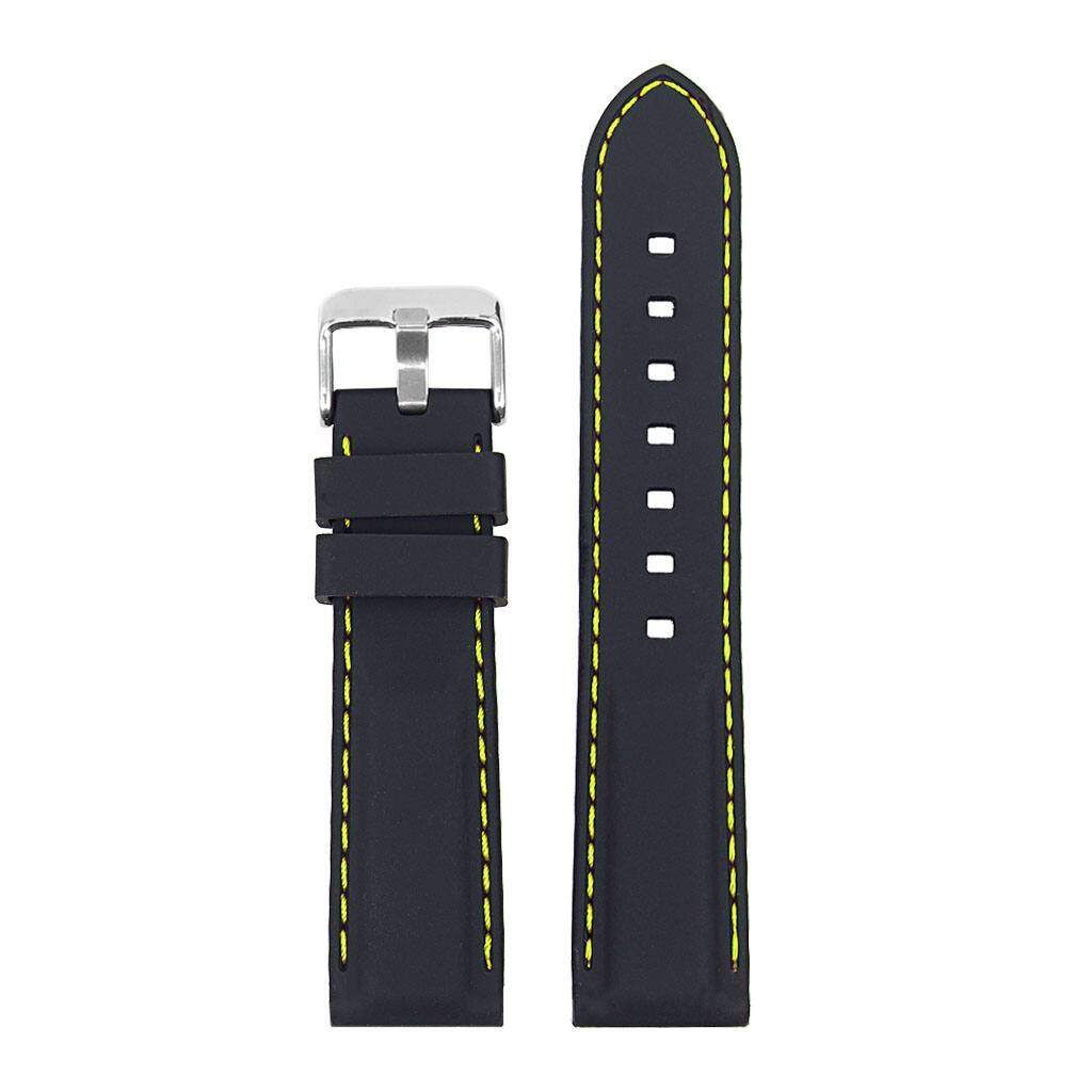 Front. StrapsCo - Active Stitch Band For Apple Watch - 44mm/45mm/46mm/49mm - Black & Yellow.