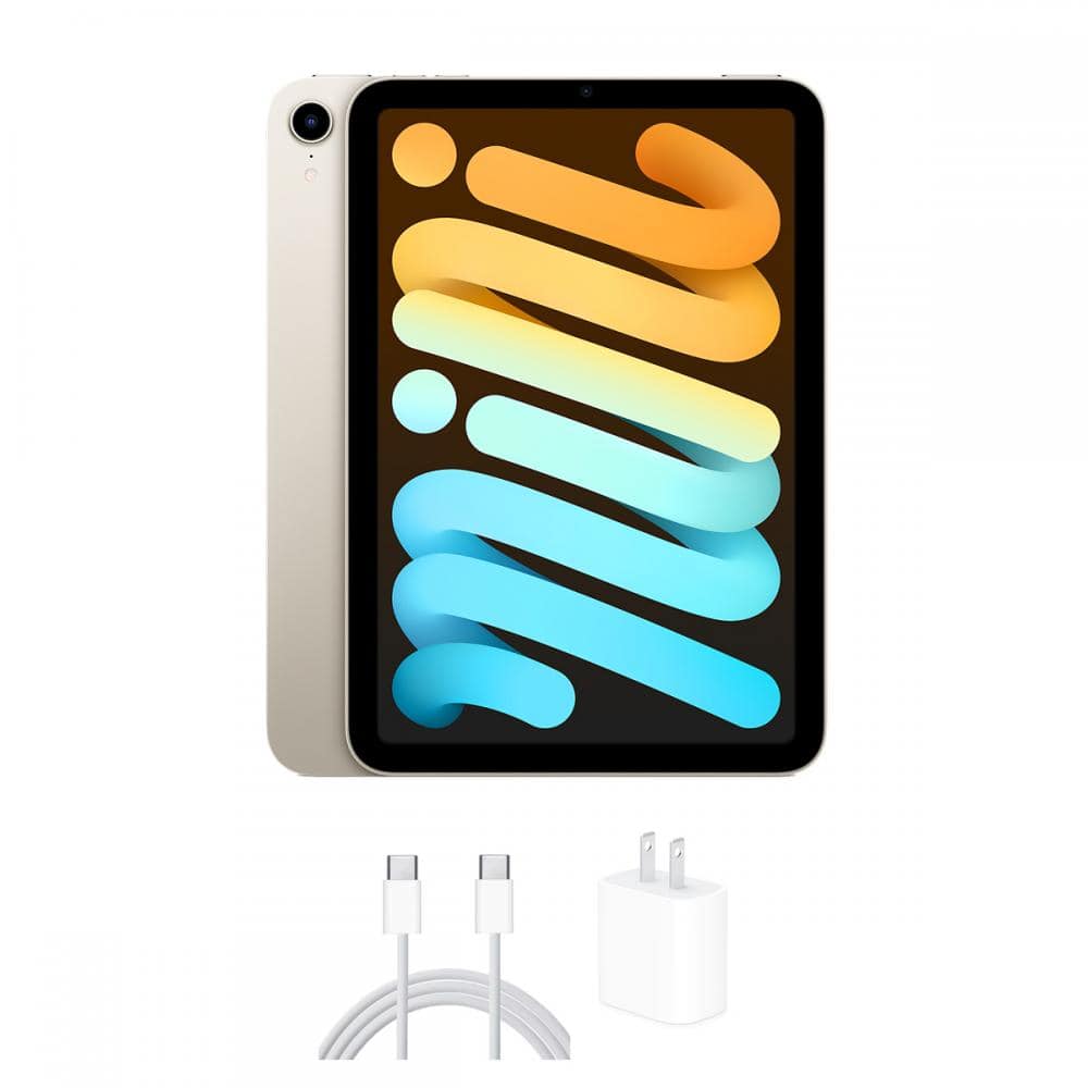 Front. Apple - 8.3-inch iPad Mini 6th Generation (2021) Wi-Fi and Cellular 64GB (Unlocked) - Starlight.