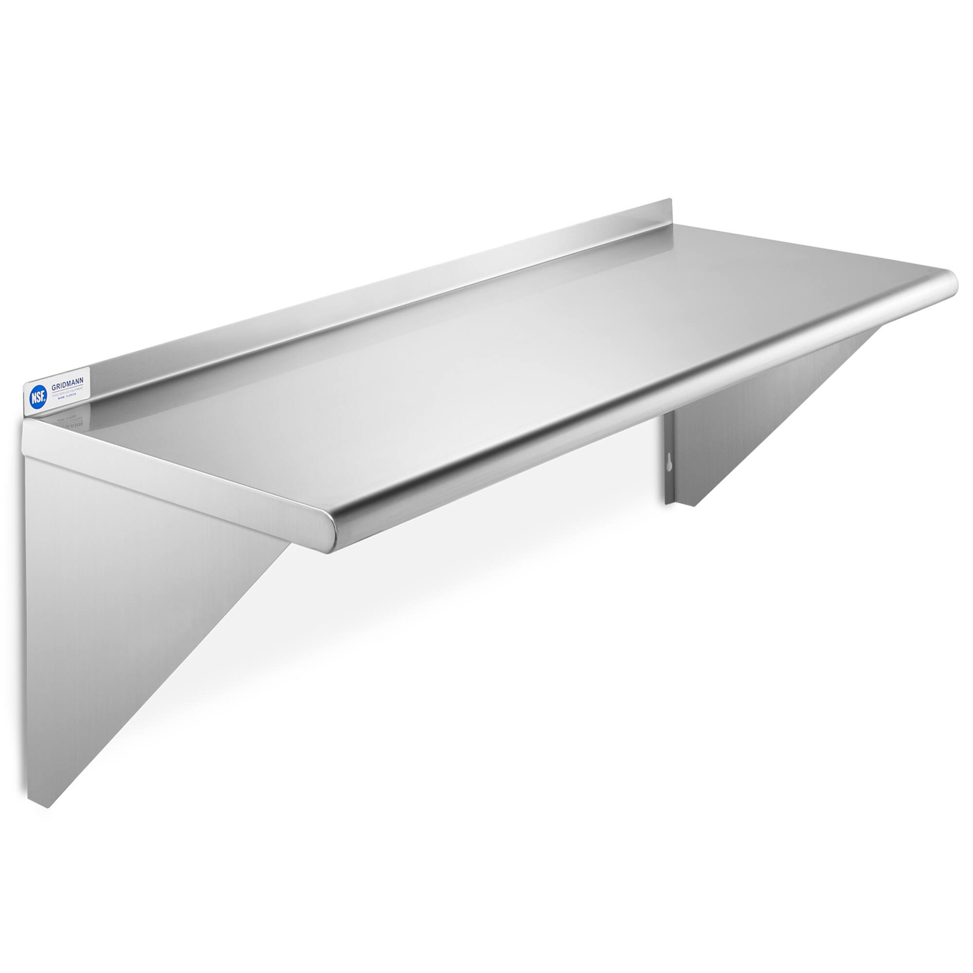 GRIDMANN - 36 x 14-in NSF Stainless Steel Wall-Mount Shelf - Silver
