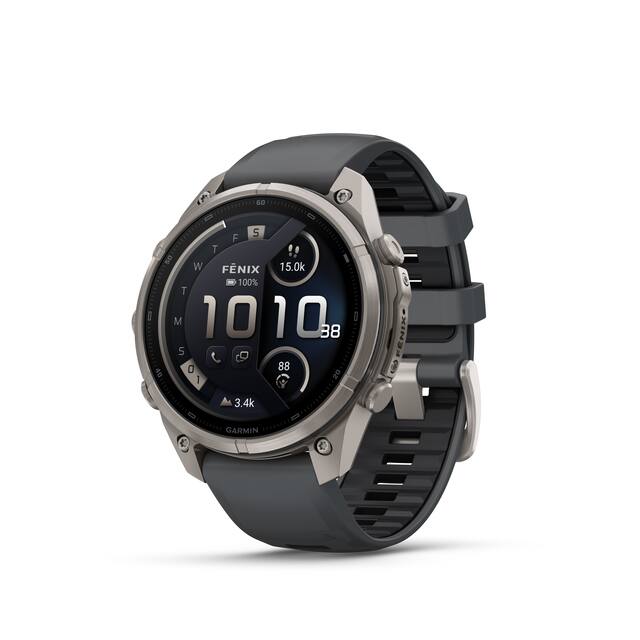 Garmin - fēnix 9 Pro - inReach AMOLED GPS Smartwatch 47 mm Titanium - Graphite/Black Silicone Band - (2026)