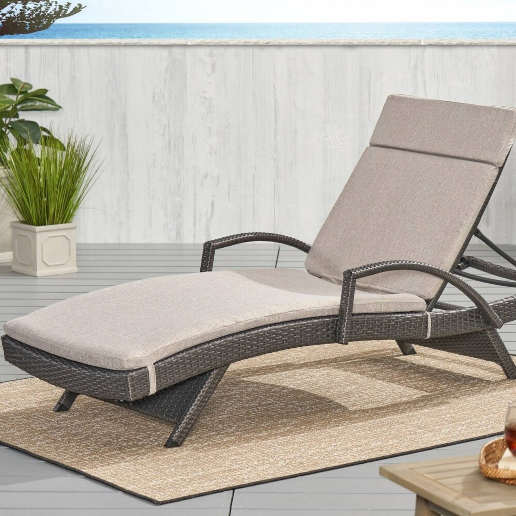 Alt View 7. Ecooso - 2PCS Outdoor Chaise Lounge Cushion，Water-Resistant，100% Polyester Fabric, No Assembly Required(Without Chaise Lounge) - Charcoal.