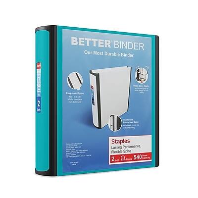 "Staples - 2"" 3-Ring Better Binder, D-Ring - Teal" price history on PriceWatchPro