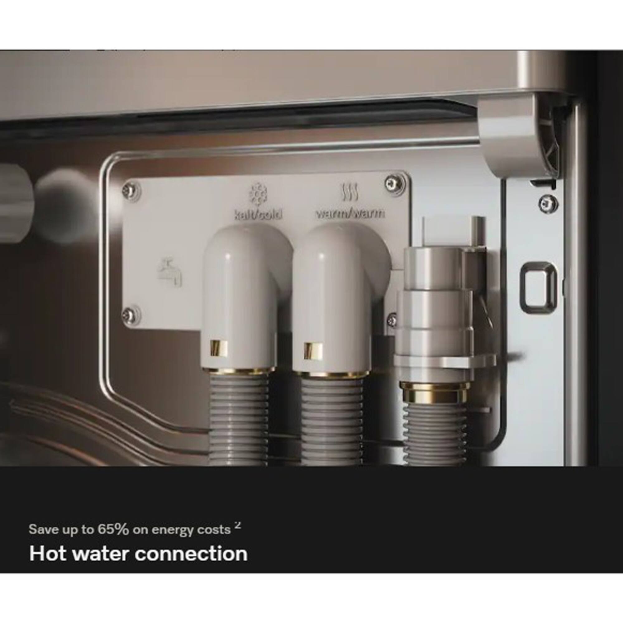 Save up to 65% on energy costs  
Hot water connection