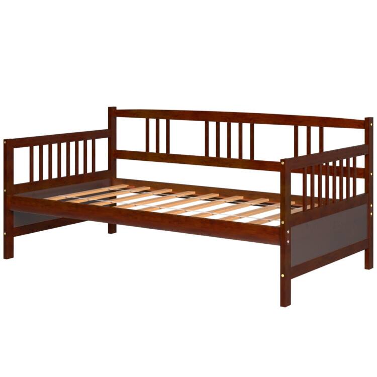 SlickBlue - Wood Daybed Frame with Slatted Base and Safety Rails for Guest Room - Cherry