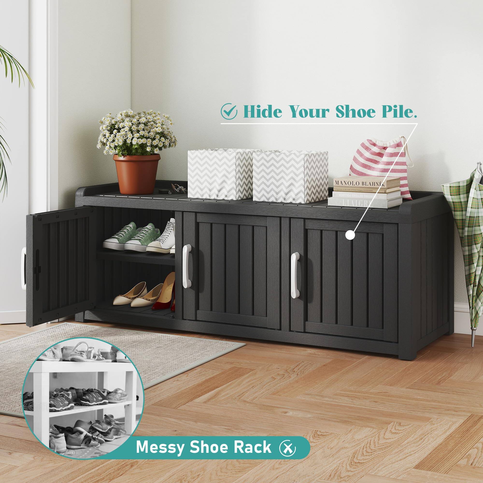 Hide Your Shoe Pile.  
MANOLO BLAHNIK  
Messy Shoe Rack