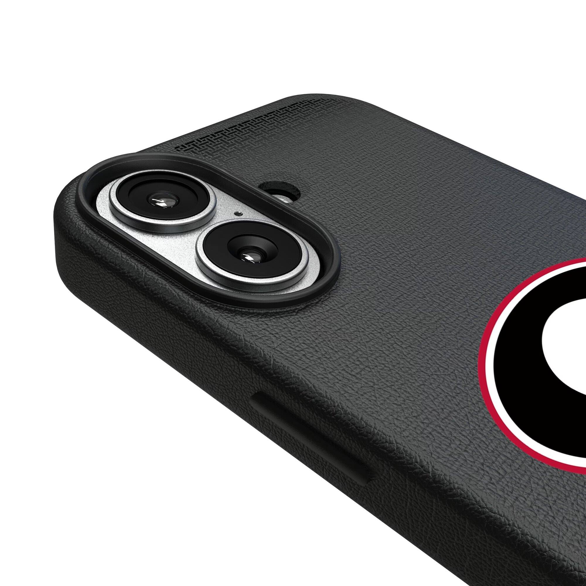 Alt View 2. Keyscaper - Georgia Bulldogs Linen Logo iPhone Magnetic Bump Case - 15 Pro - Black.