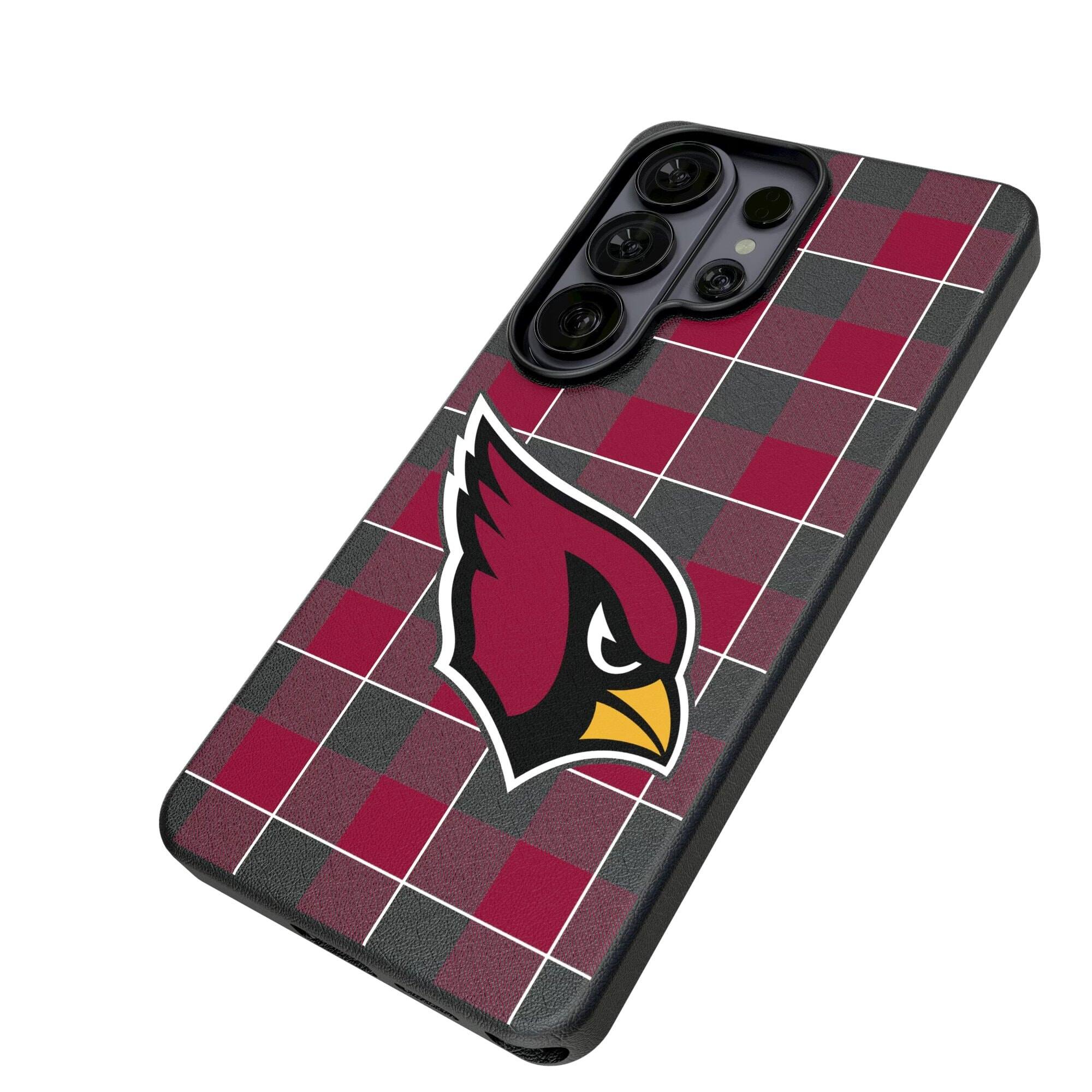 Alt View 1. Keyscaper - Arizona Cardinals Plaid Galaxy Magnetic Bump Case - S25 Ultra - Black.