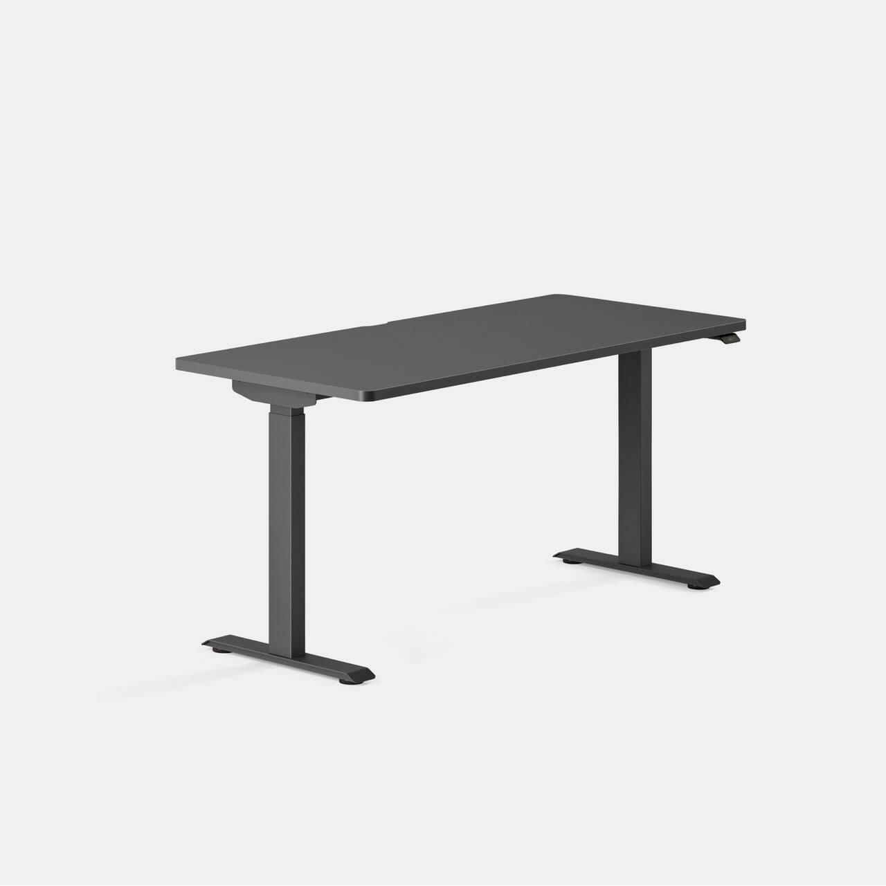 Angle. Branch Furniture - Duo Standing Desk 58" – Adjustable Desk with OLED Control Panel, Frameless Design & Compact Footprint - Charcoal / Charcoal.