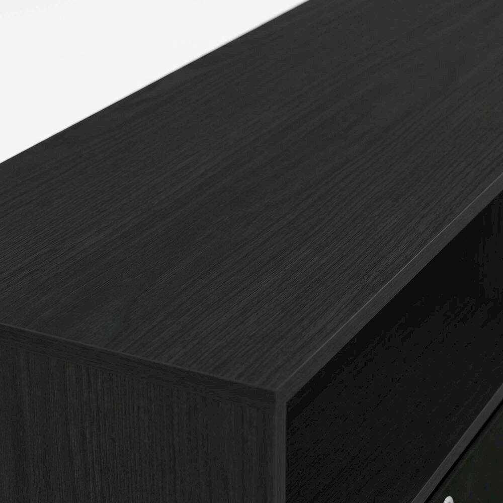 Alt View 4. FurniFact - Wood TV stand for up to 55-inch with storage bins, stainless steel accents - Black.
