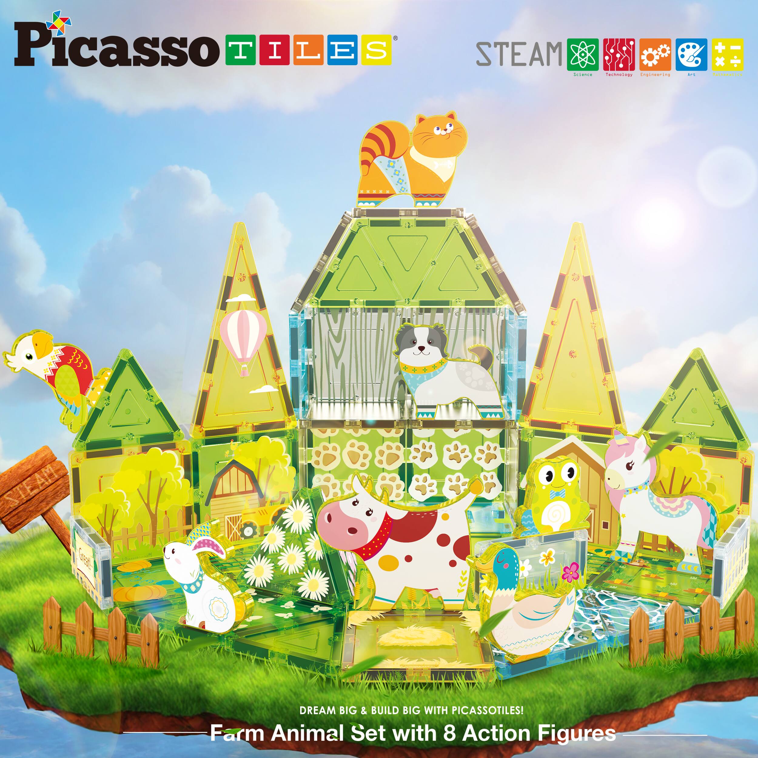 Picasso Tiles

STEAM
Science Technology Engineering Art Mathematics

DREAM BIG & BUILD BIG WITH PICASSOTILES!

Farm Animal Set with 8 Action Figures