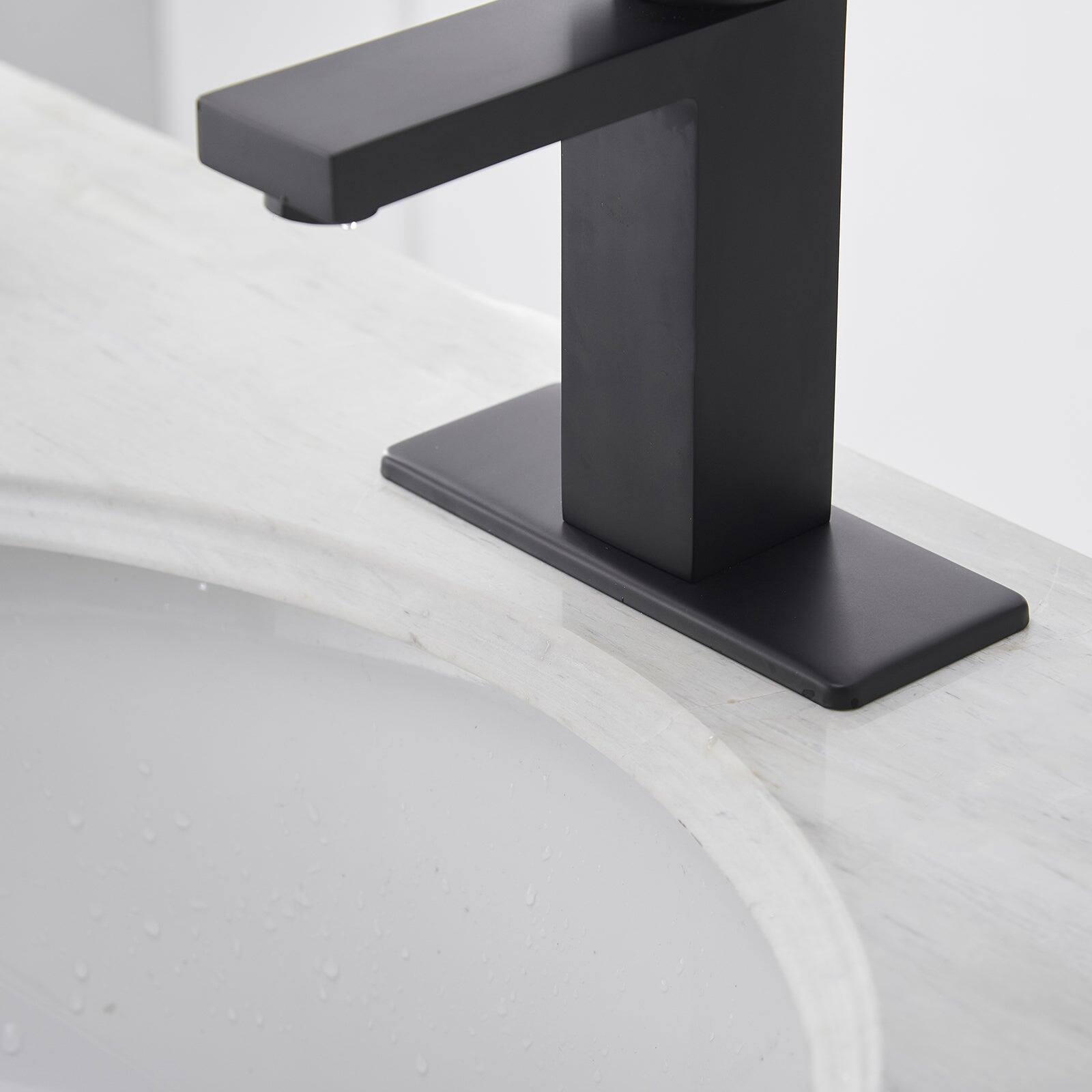 Alt View 7. Boyel Living - Single Handle Single Hole Bathroom Faucet with Deck Plate and Pop Up Drain in Matte Black - Matte Black.