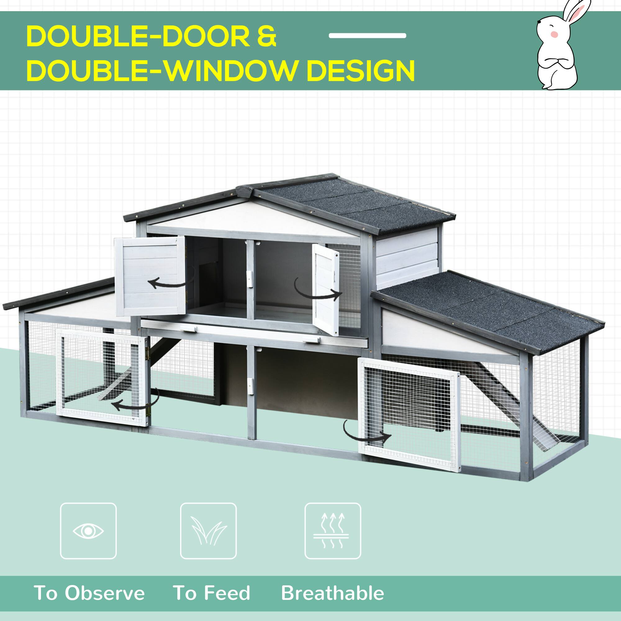 DOUBLE-DOOR & DOUBLE-WINDOW DESIGN

To Observe  
To Feed  
Breathable