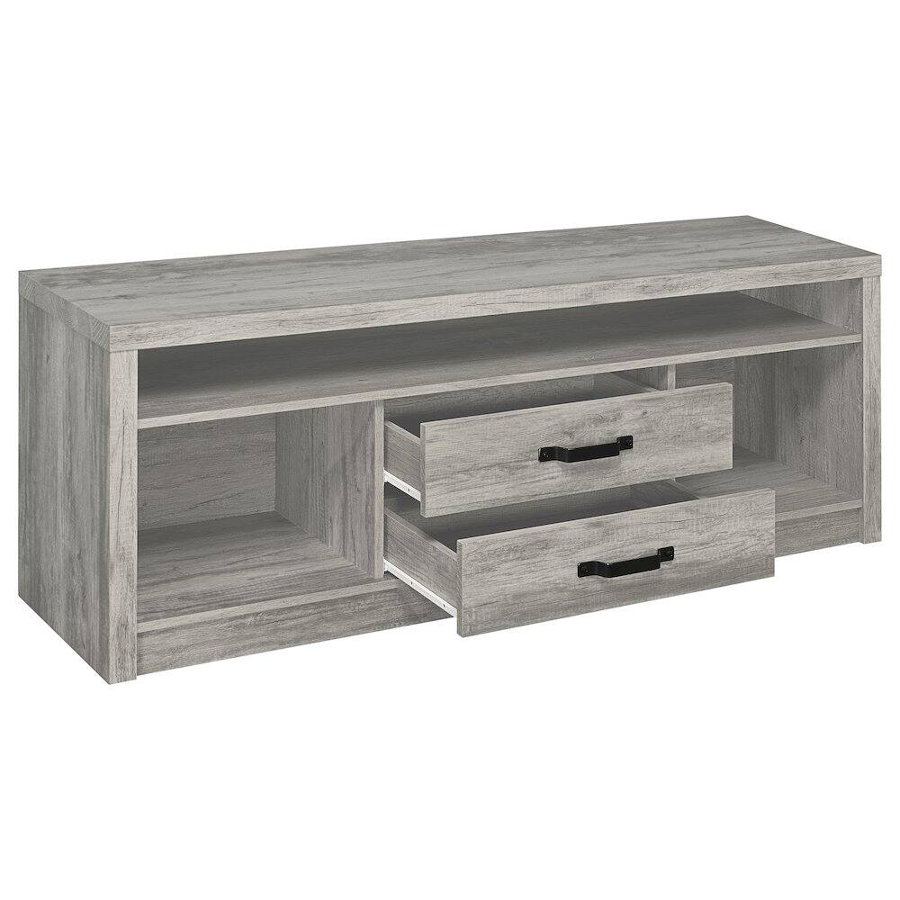 Alt View 2. Coaster Co. of America - Burke 2-drawer Engineered Wood 59" TV Stand Grey Driftwood - Brown.