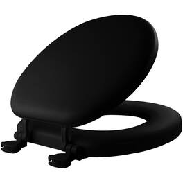 BEMIS - Mayfair Round Cushioned Vinyl Soft Toilet Seat STA-TITE Seat Fastening System and EasyClean Hinge - Black