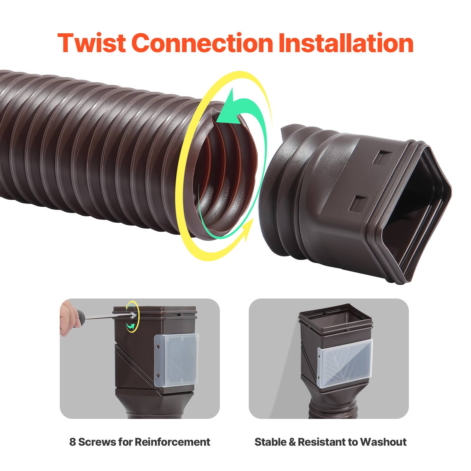 Twist Connection Installation
8 Screws for Reinforcement
Stable & Resistant to Washout