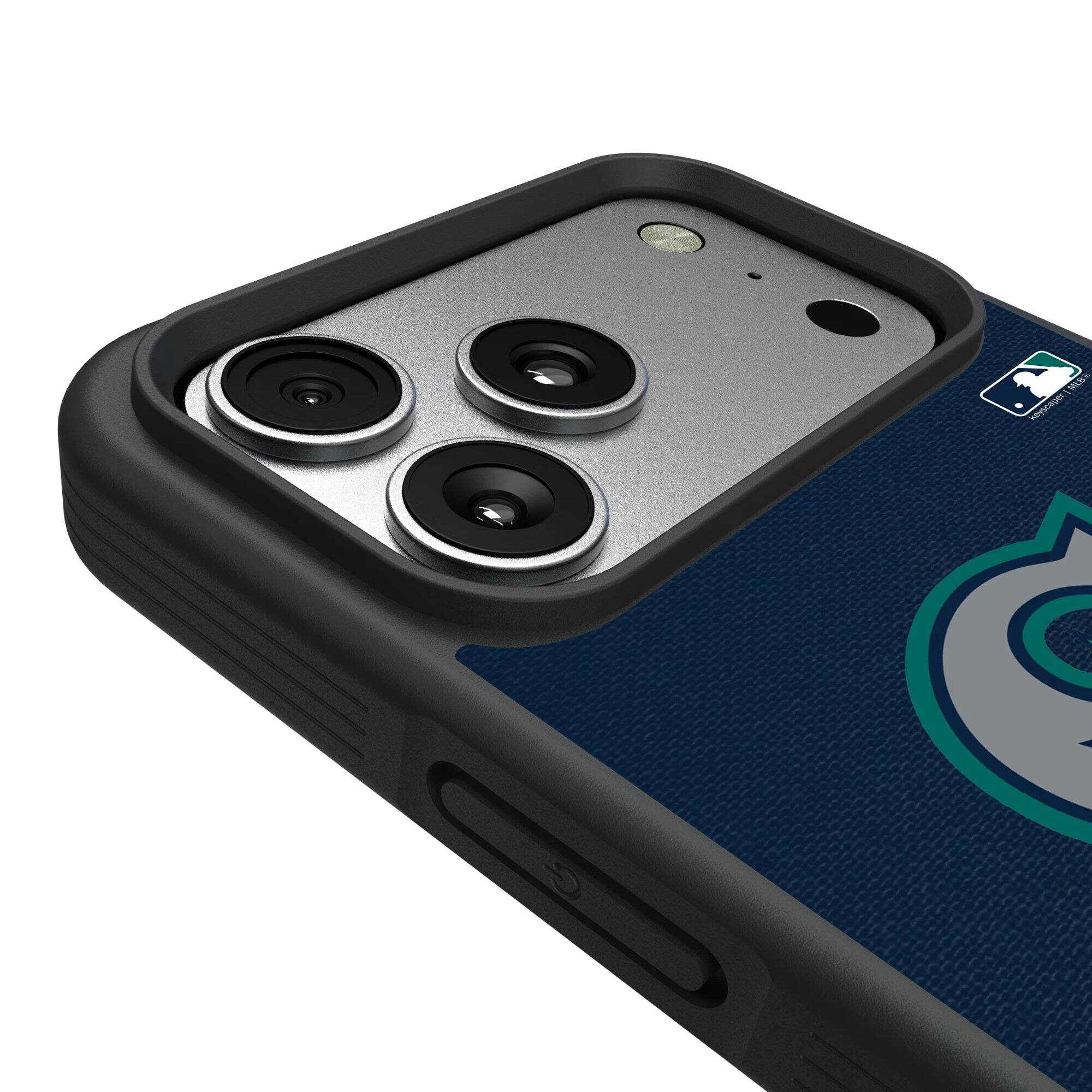 Alt View 2. Keyscaper - Seattle Mariners iPhone Solid Design Bump Case - 15 Pro Max - Multicolor.