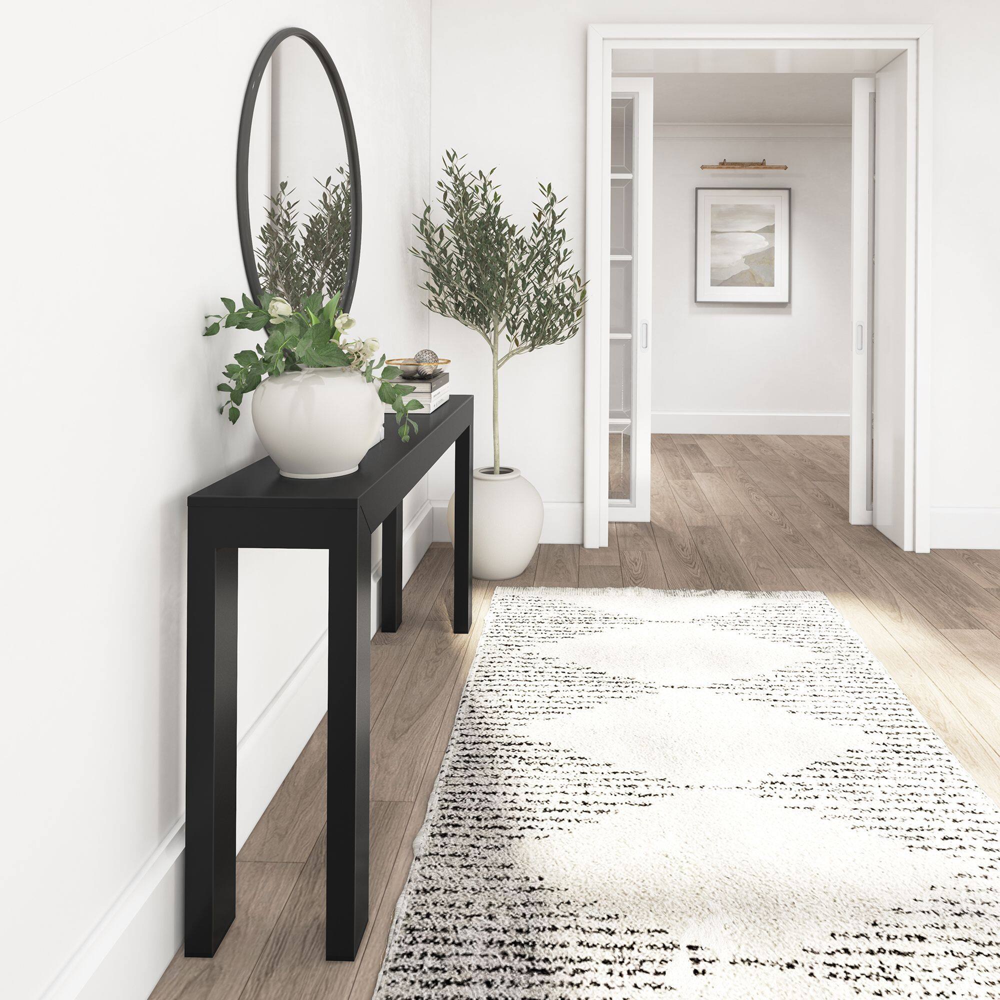Alt View 5. Plank+Beam - Modern Console Table (56in / 1420mm), Black - Black.