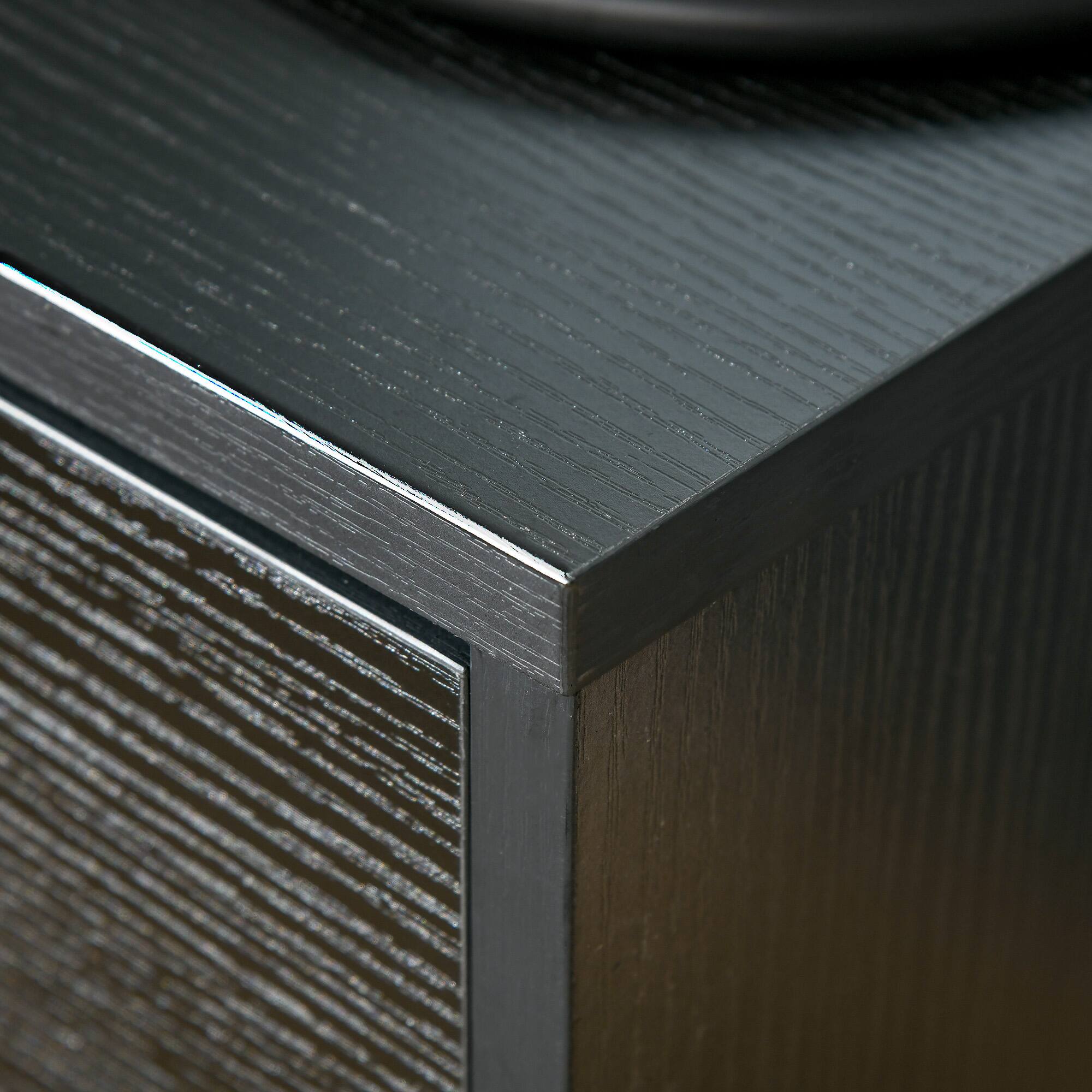 Alt View 7. Homcom - Modern Side Table, Accent Table with Drawer and Storage Shelf, End Table for Living Room, Black Wood Grain - Black.