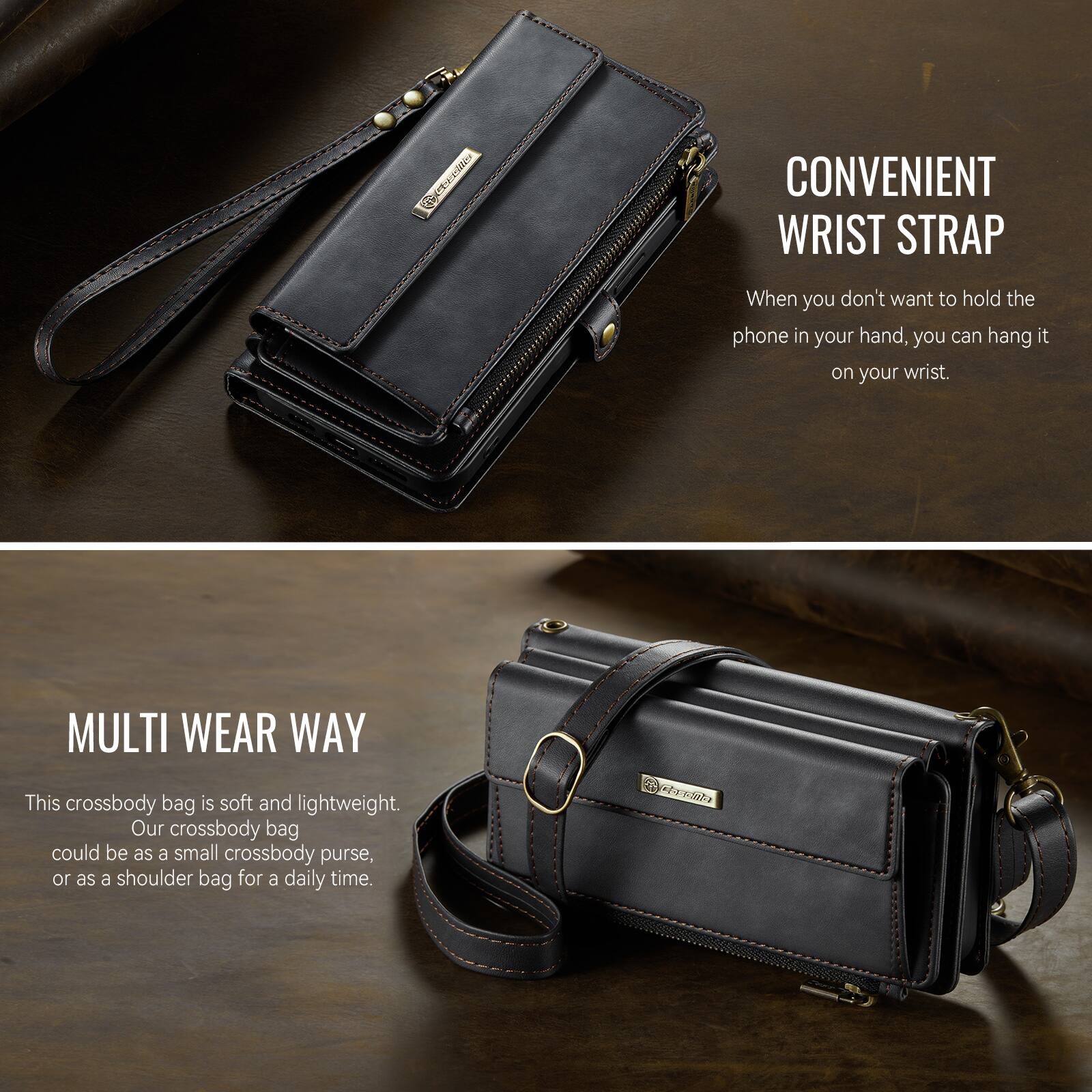 COLOMIC

CONVENIENT WRIST STRAP
When you don't want to hold the phone in your hand, you can hang it on your wrist.

MULTI WEAR WAY
This crossbody bag is soft and lightweight. Our crossbody bag could be as a small crossbody purse, or as a shoulder bag for a daily time.