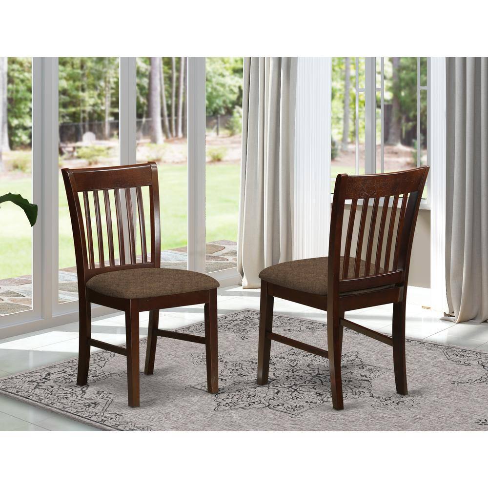 Angle. East West Furniture - NFC-MAH-C Norfolk Dining room chair Fabric Seat -Mahogany Finish. - Mahogany.