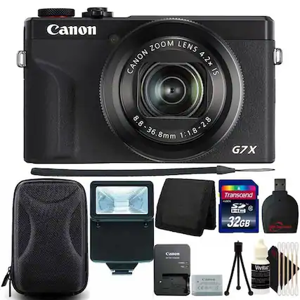 Canon ZOOM LENS CANON 4.2x IS 8.8-36.8mm 1:1.8-2.8 - 8.8-36.8mm 36.8mm 36 1:1.8 G7X Transcend FLOCK 32GB Ictronica Canon - Vivitar CanoR CE