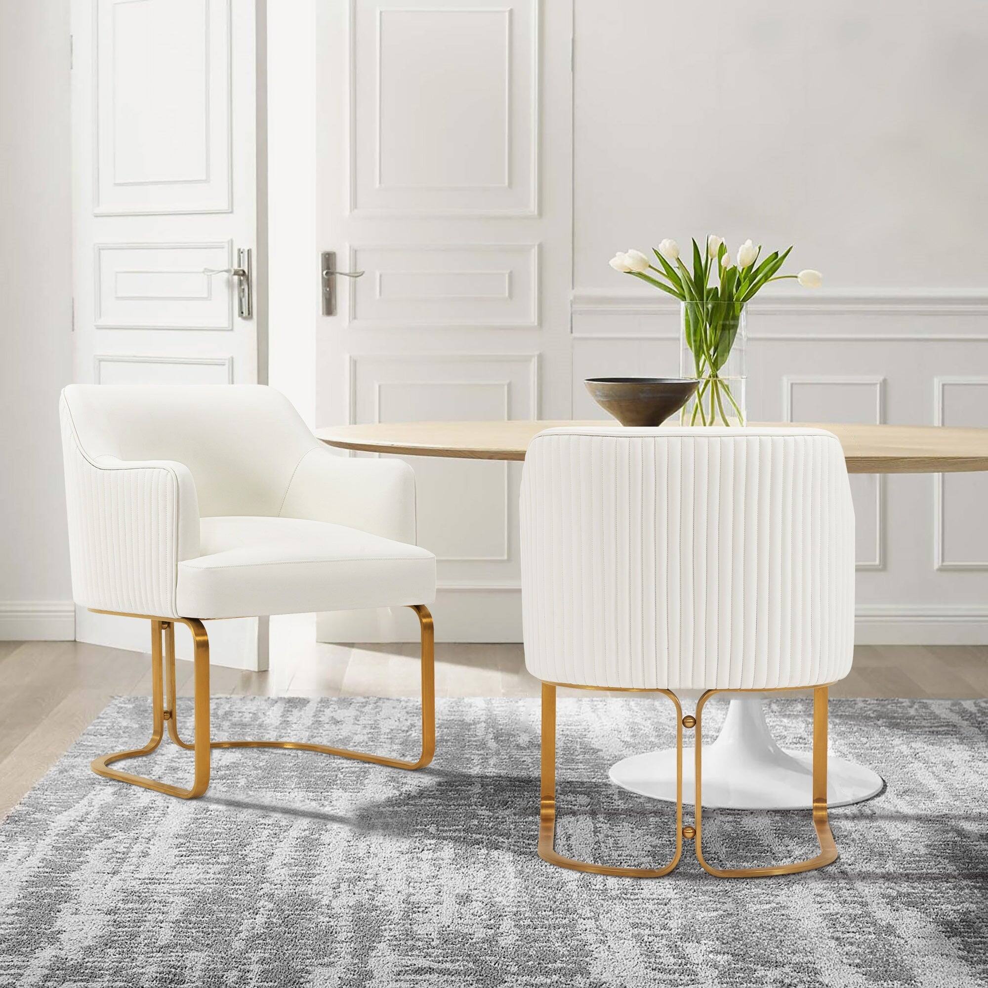 Angle. Manhattan Comfort - Raya Modern Wood Vegan Leather Dining Chair - Set of 2 - Ivory.