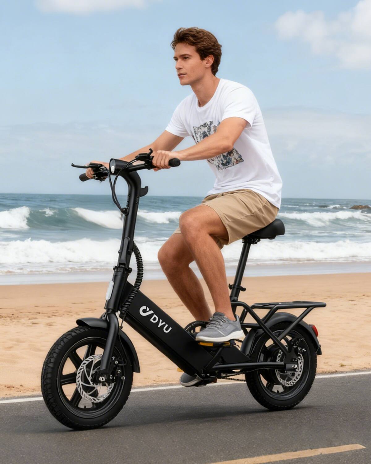 Alt View 7. DYU - 14 inch eBike w/ 25 Miles Max Range & 20 Mph Max Speed - Black.