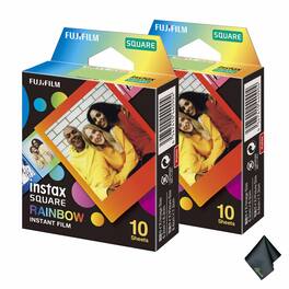 Fujifilm - 2xFUJIFILM INSTAX SQUARE Rainbow Instant Film (10 Exposures), Microfiber Cleaning Cloth, Bundle