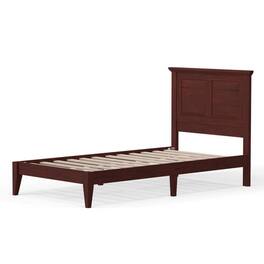 Hivvago - Twin Traditional Solid Oak Wooden Platform Bed Frame with Headboard - Cherry
