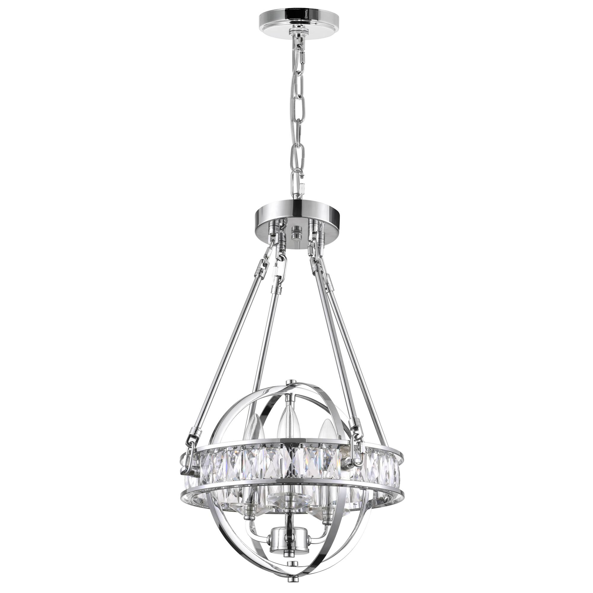 Alt View 2. CWI Lighting - Arkansas 3 Light Mini Chandelier With Chrome Finish - Chrome.