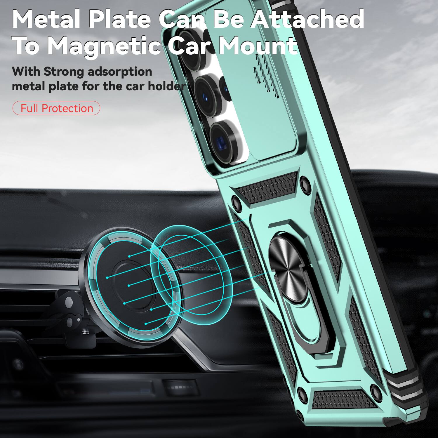 Metal Plate Can Be Attached To Magnetic Car Mount

With Strong adsorption metal plate for the car holder

Full Protection