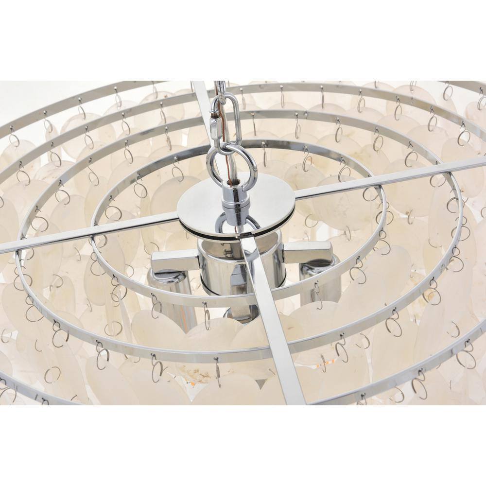 Back. Living District - Selene 4 light Chrome Pendant - Chrome And White.