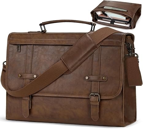 Vulpecula Spade - Mens Messenger Bag Waterproof Vintage Leather Laptop Briefcase Large Computer Laptop Bag Satchel Bag Retro Shoulder Bag - Brown