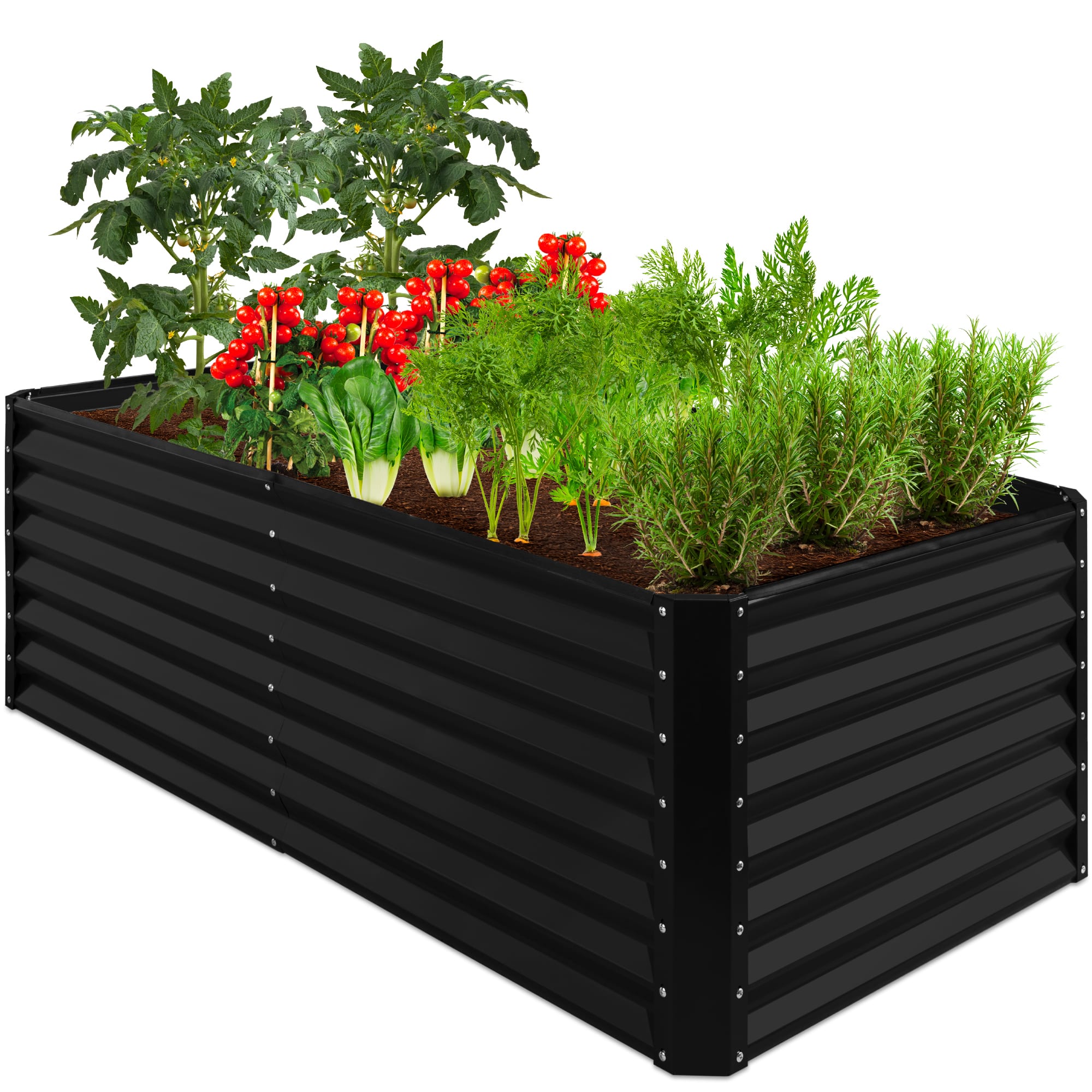 Best Choice Products - 6x3x2ft Outdoor Metal Raised Garden Bed for Vegetables Flowers Herbs - Black
