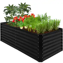 Best Choice Products - 6x3x2ft Outdoor Metal Raised Garden Bed for Vegetables Flowers Herbs - Black
