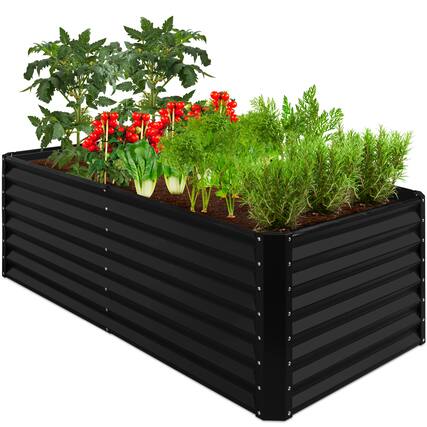 Front. Best Choice Products - Best Choice Products 6x3x2ft Outdoor Metal Raised Garden Bed for Vegetables Flowers Herbs - Black - Black.