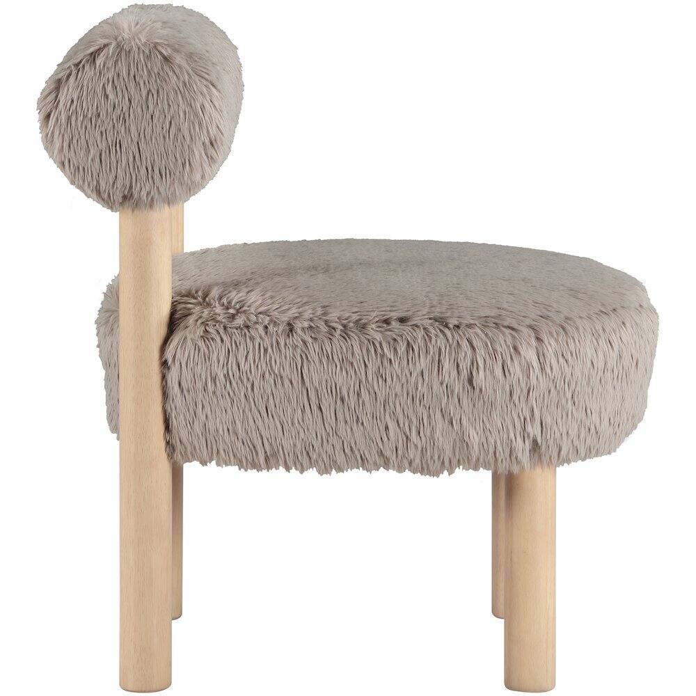 Alt View 1. Meridian Furniture - Ambre Beige Vegan Shearling Fabric Upholstered Accent Chair - Brown.