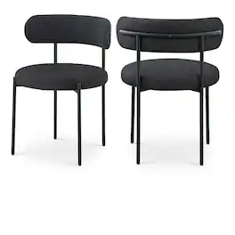 Meridian Furniture - Beacon Boucle Fabric Dining Chair, Set of 2 - Black