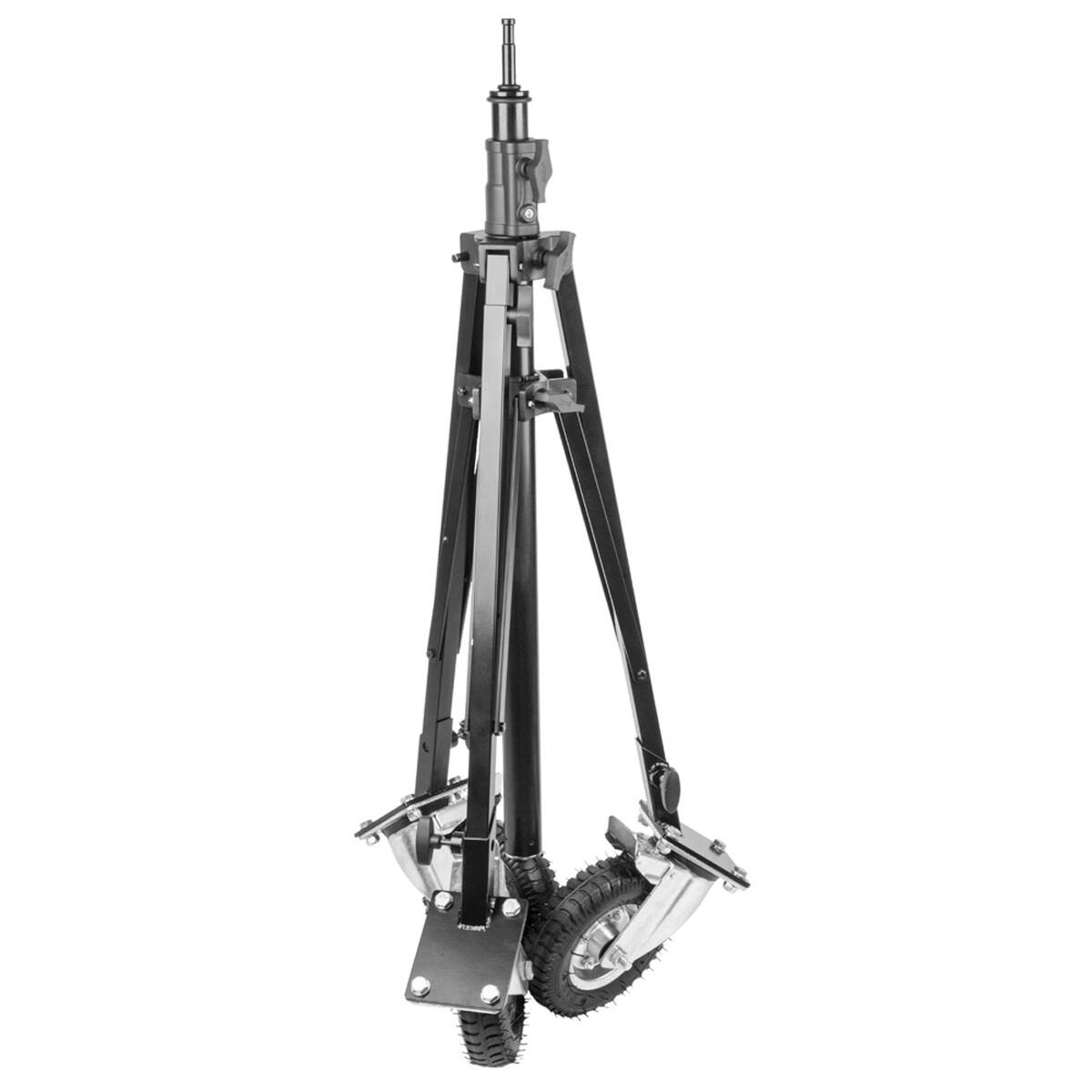 Alt View 1. Kupo - Kupo 2-Section Steadicam Stand with 8" Pneumatic Wheel Set, Black.