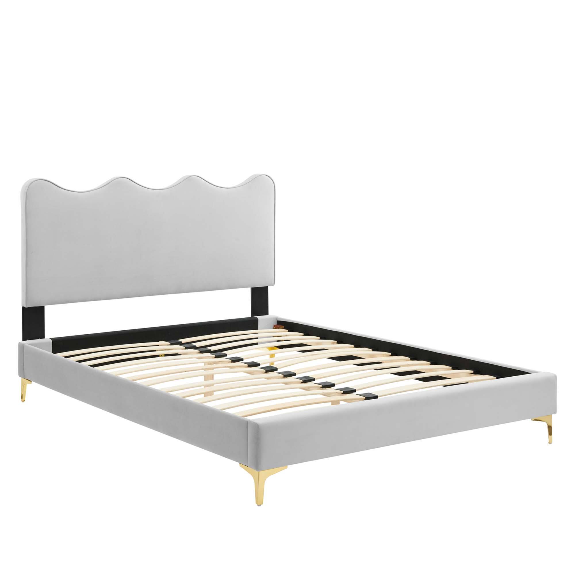 Alt View 2. Modway - Marlee Wood Full Platform Bed With Splayed Legs - Blue.