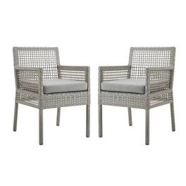 Aura Outdoor Patio Wicker Rattan Dining Armchair Set of 2 by Modway - Gray Gray