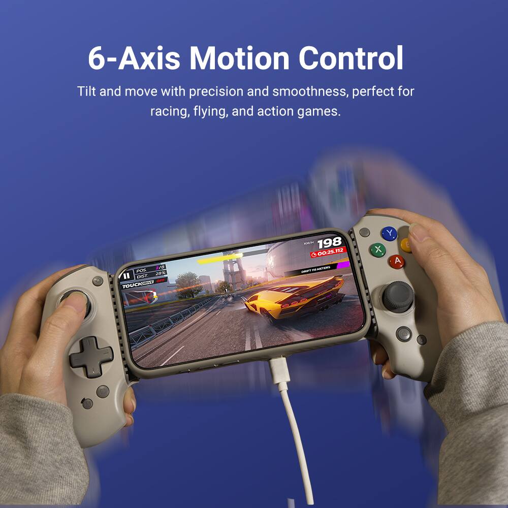 6-Axis Motion Control  
Tilt and move with precision and smoothness, perfect for racing, flying, and action games.  

28 POS 28% "ENST. are TOUCHSTT ...-.  
198 00:25.112 1 & - - - - Y X A E