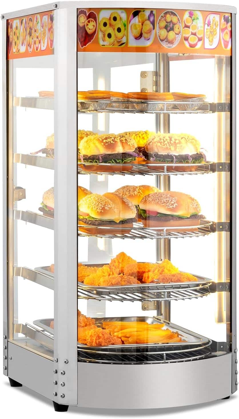 Winado - 5-Tier Food Warmer Display Pizza Warmer,Commercial Countertop Food Warmer - Silver