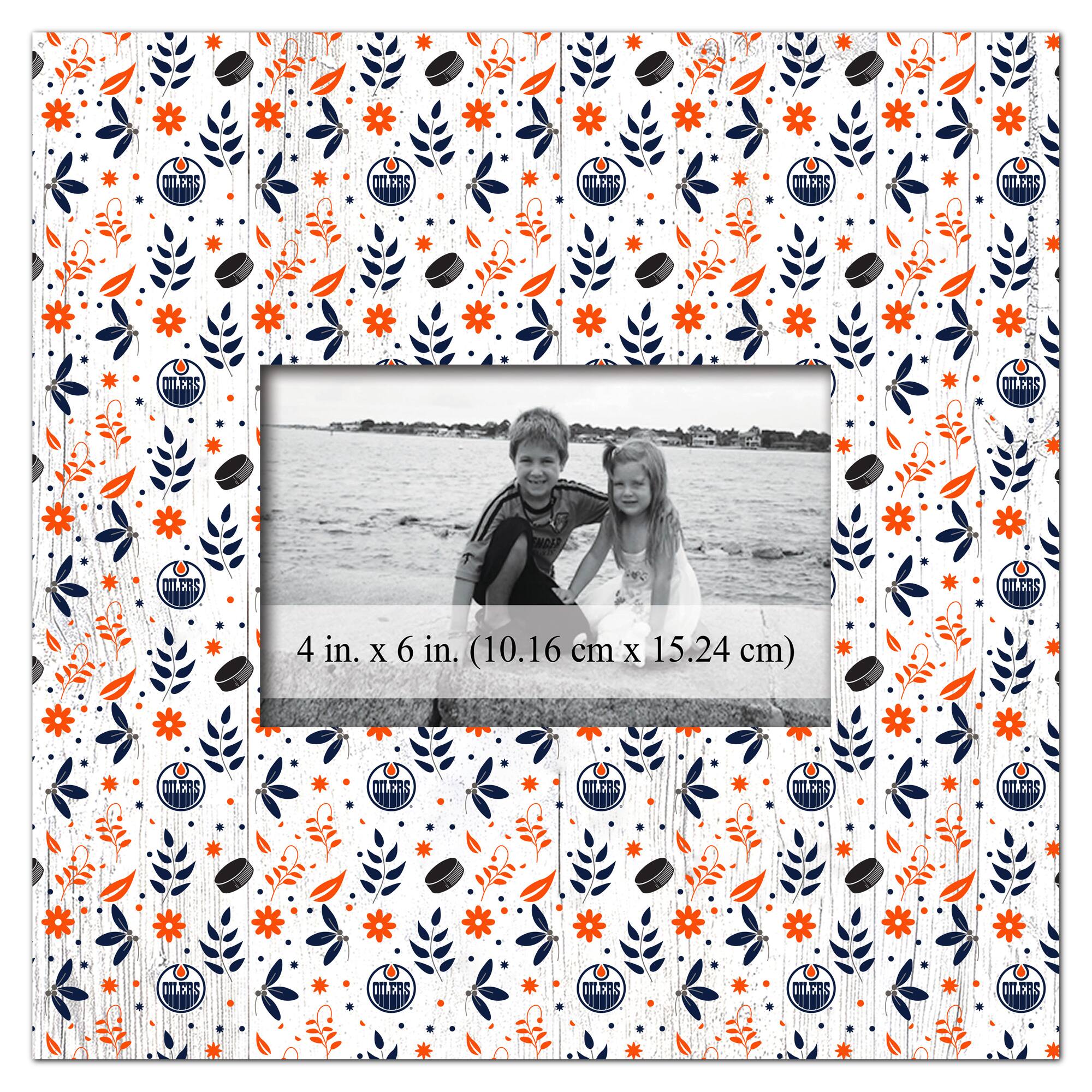 Edmonton Oilers 10'' x 10'' Floral Pattern Frame
