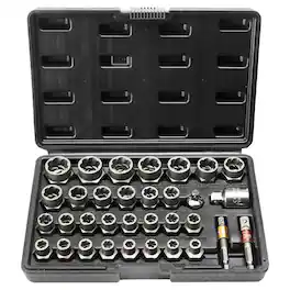 VEVOR - Bolt Extractor Set, 29-Piece Bolt and Nut Remover Set, 6mm to 10mm, 13/32" to 3/4", CR-MO Steel Extraction Socket Set - Silver,Black