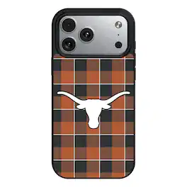 Keyscaper - NCAA - Texas Longhorns Plaid Magnetic Bump iPhone Case - 15 - Black