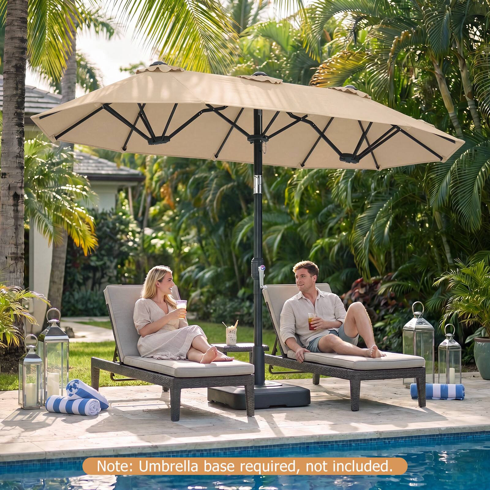 Note: Umbrella base required, not included.